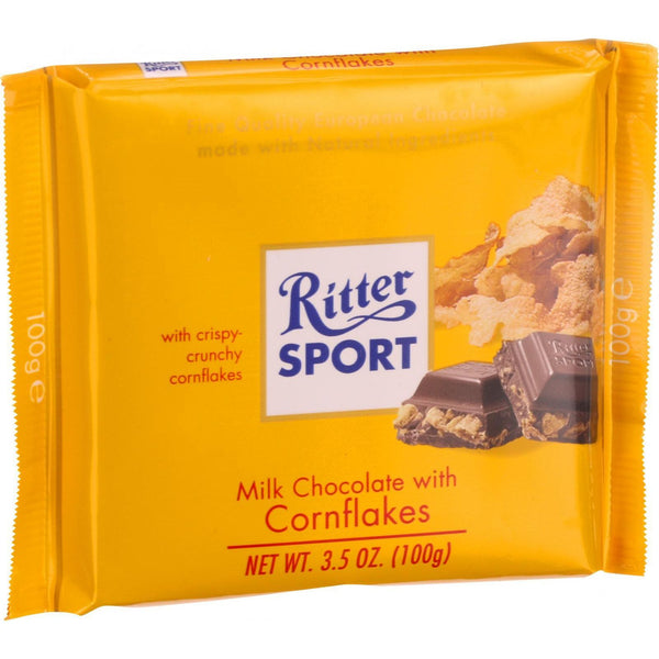 Ritter Sport Chocolate Bar - Milk Chocolate - Corn Flakes - 3.5 Oz Bars - Case Of 10