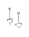 14k White Gold Sparkle Texture Heart Dangle Earrings