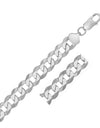 Rhodium Plated 13.6mm Sterling Silver Curb Style Chain