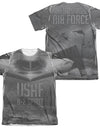 Air Force/stealth (front/back Print)-adult Poly/cotton S/s Tee-white
