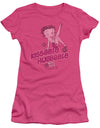 Betty Boop/kissable Huggable - S/s Junior Sheer - Hot Pink