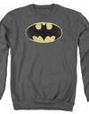 Batman/distressed Shield - Adult Crewneck Sweatshirt - Charcoal