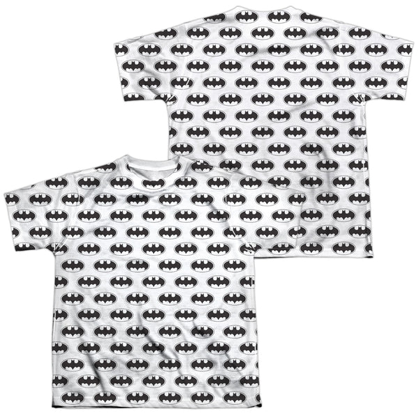 Batman/bats All Over-s/s Youth Poly Crew-white