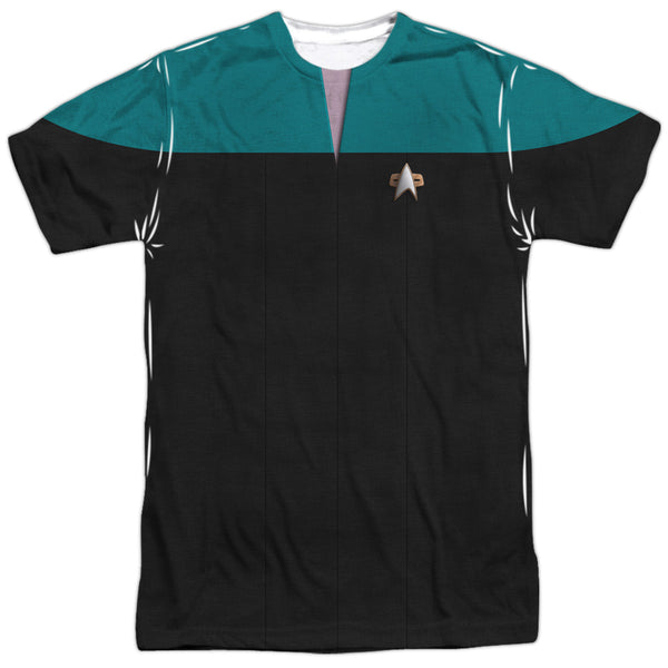 Star Trek/voyager Science Uniform-s/s Adult Poly Crew-white