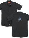 Star Trek/galactic Shield(back Print) - Adult Work Shirt - Black