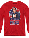 Happy Days/fonz For Prez-youth Long Sleeve Tee-red