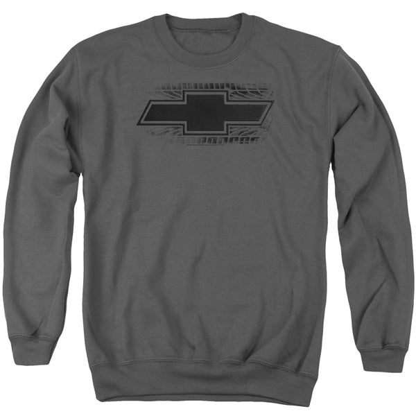 Chevrolet/bowtie Burnout-adult Crewneck Sweatshirt-charcoal