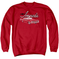 Chevrolet/classic Impala-adult Crewneck Sweatshirt-red