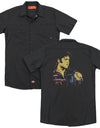 Elvis Presley/neon Elvis (back Print) - Adult Work Shirt - Black