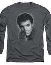 Elvis Presley/grey Portrait - L/s Adult 18/1 - Charcoal