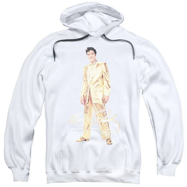 Elvis Presley/gold Lame Suit-adult Pull-over Hoodie-white
