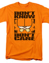 Garfield/dont Know Dont Care - S/s Adult 18/1 - Orange