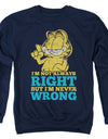 Garfield/never Wrong - Adult Crewneck Sweatshirt - Navy