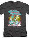 My Little Pony Retro/chillin With My Ponies-s/s Adult V-neck 30/1-charcoal