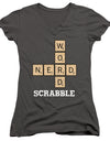 Scrabble/word Nerd-junior V-neck-charcoal