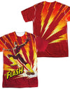 Jla/lightning Fast (front/back Print) -  S/s Adult 100% Poly Crew - White