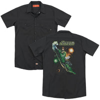 Jla/galactic Guardian(back Print) - Adult Work Shirt - Black