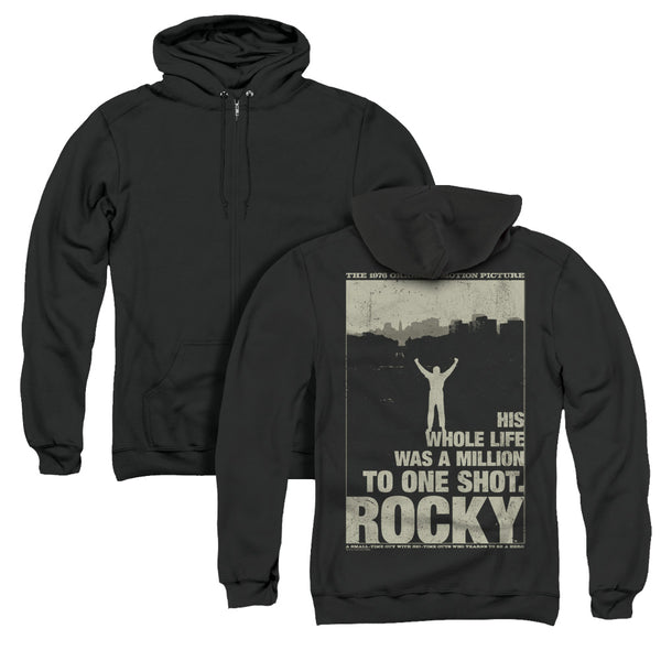 Rocky/silhouette (back Print) - Adult Zipper Hoodie-black