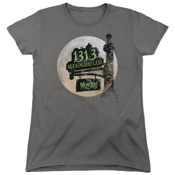The Munsters/moonlit Address-s/s Womens Tee-charcoal