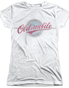 Oldsmobile/oversized And Faded Logo-s/s Junior Poly Crew-white