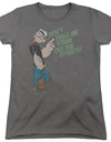Popeye/break Out Spinach-s/s Womens Tee-charcoal