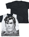 Superman/bw Supes Head-s/s Youth White Front Black Back  -white