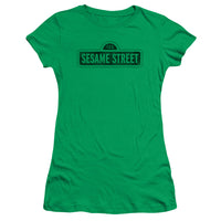 Sesame Street/one Color Dark-s/s Junior Sheer-kelly Green