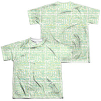 Sesame Street/puzzle Pattern (front/back Print)-s/s Youth Poly Crew-white