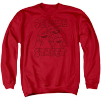 Sesame Street/group Crunch-adult Crewneck Sweatshirt-red