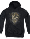 Sun/scroll Around Rooster-youth Pull-over Hoodie - Black