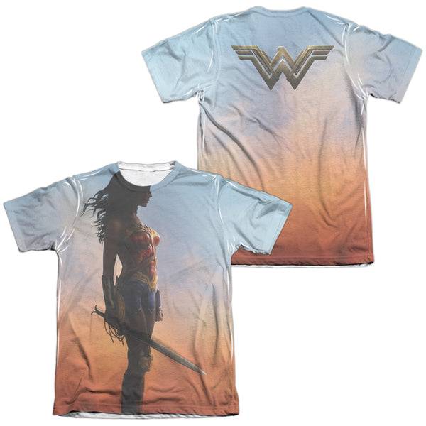 Wonder Woman Movie/poster (front/back Print)-adult Poly/cotton S/s Tee-white